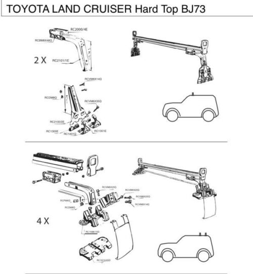 BARRE DE TOIT HARTOP KIT 3 BARRES ACIER pour toyota LJ/KZ/BJ73/74