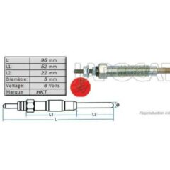 BOUGIE DE PRECHAUFFAGE 6 VOLTS