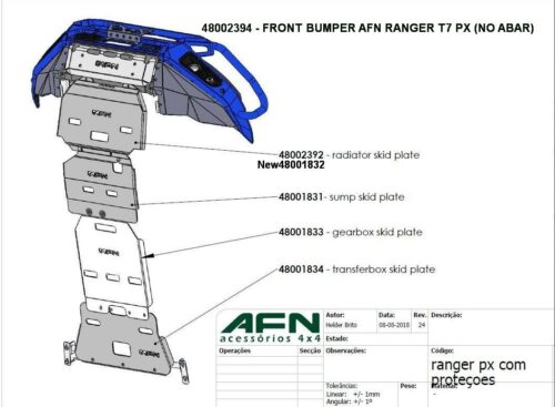 BLINDAGE AVANT et RADIATEUR - AFN - FORD RANGER PX T6 T7 T8