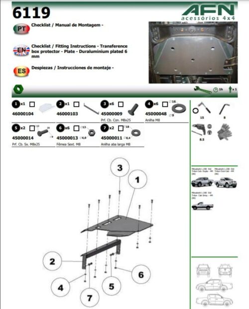 BLINDAGE BOITE DE TRANSFER COMPLET AFN L200 ML & MN DE 2006 à 2015