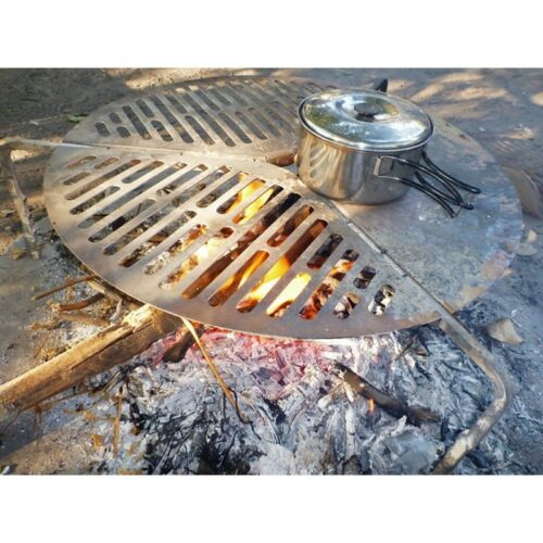 GRILLE DE BBQ SUR ROUE DE SECOURS en acier inox