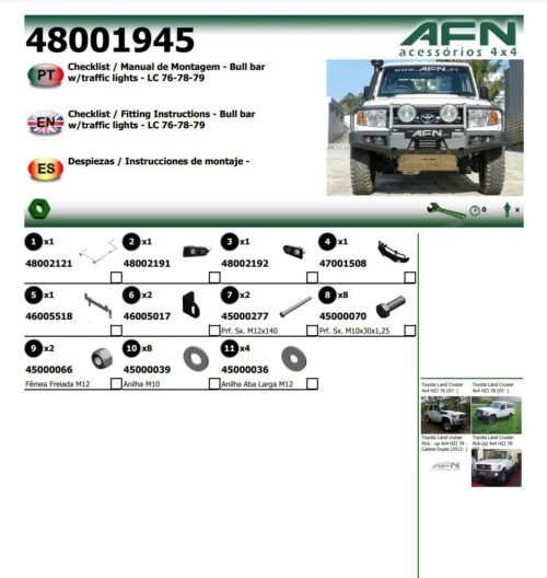 PARE CHOC AVANT by AFN LAND CRUISER SÉRIE 7 HZJ 76-78-79