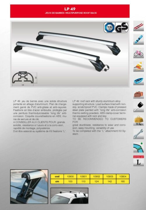 BARRES DE TOIT AERO ALUMINIUM HD - FORD RANGER 2012 + ( sans barres Longitudinales )