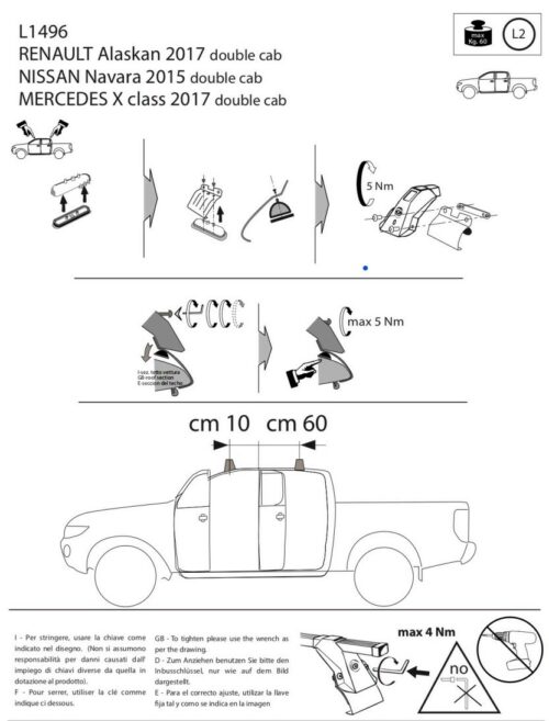 BARRE DE TOIT pour NISSAN NAVARRA NP300 D23 à partir de 2015