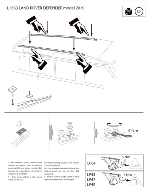 BARRE DE TOIT ALUMINIUM pour NOUVEAU Land Rover Defender 90-110 de 2019+